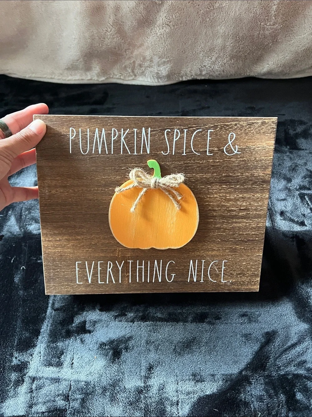 Rae Dunn Pumpkin Spice & Everything Nice Orange Pumpkin Wall Sign